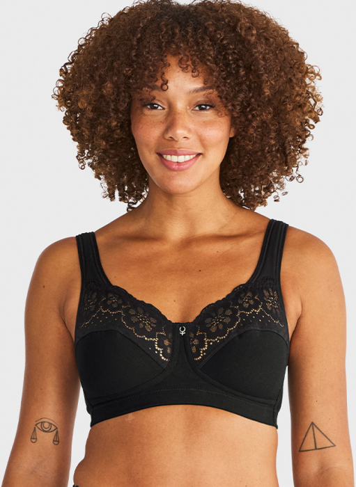 Cotton Bloom Soft bra, Black in the group Bra /  at Underwear Sweden AB (10310-9000)