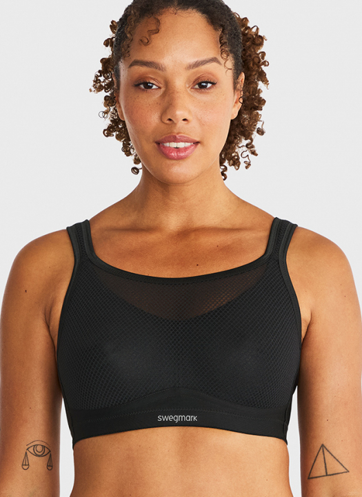 Secure Sports bra, Black/Beige  Extreme Support with Elegant